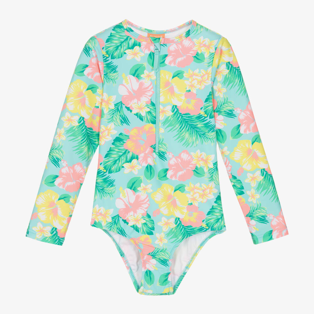 Sunuva-Girls Green Floral Print Swimsuit | Childrensalon Outlet