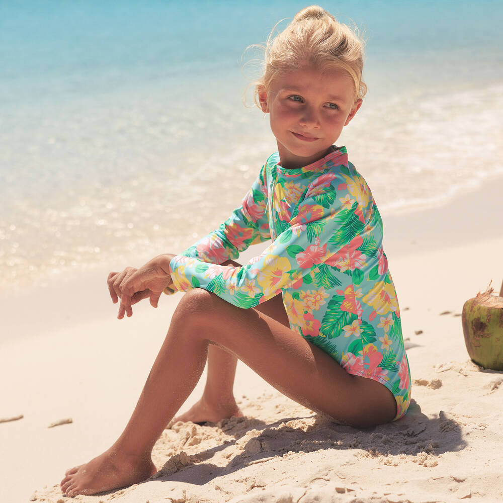 Girls green swimsuit clearance