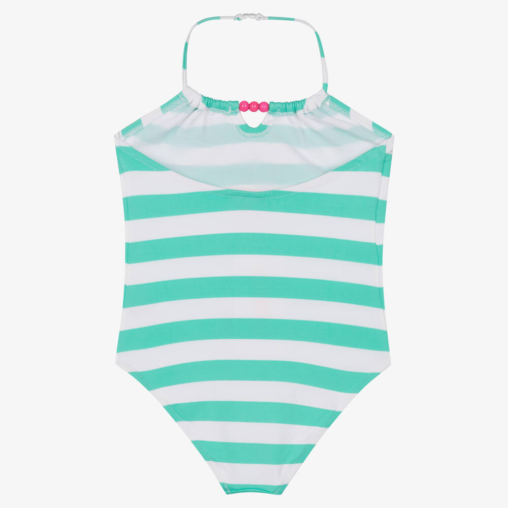 Sunuva-Girls Green Striped Swimsuit (UPF 50+) | Childrensalon Outlet