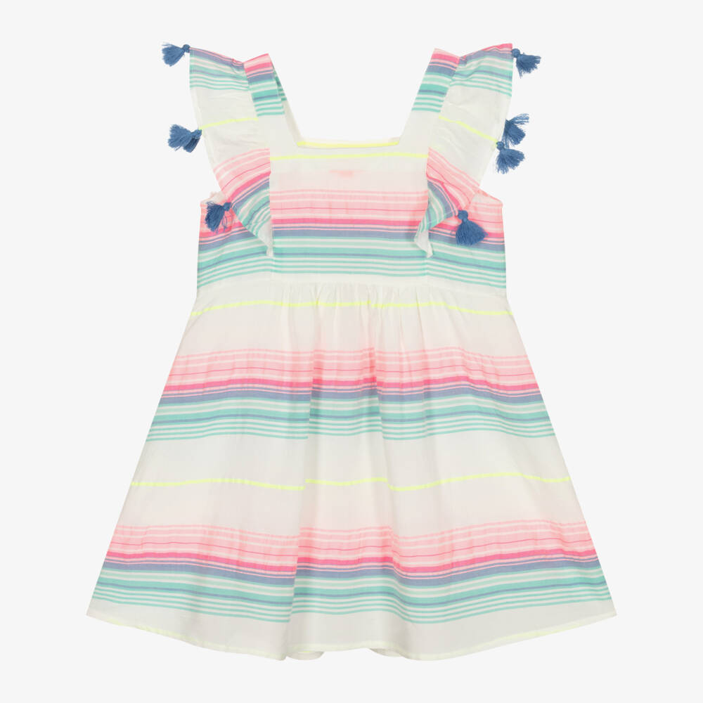 Sunuva-فستان مزيج قطن مقلم لون أبيض وزهري | Childrensalon Outlet