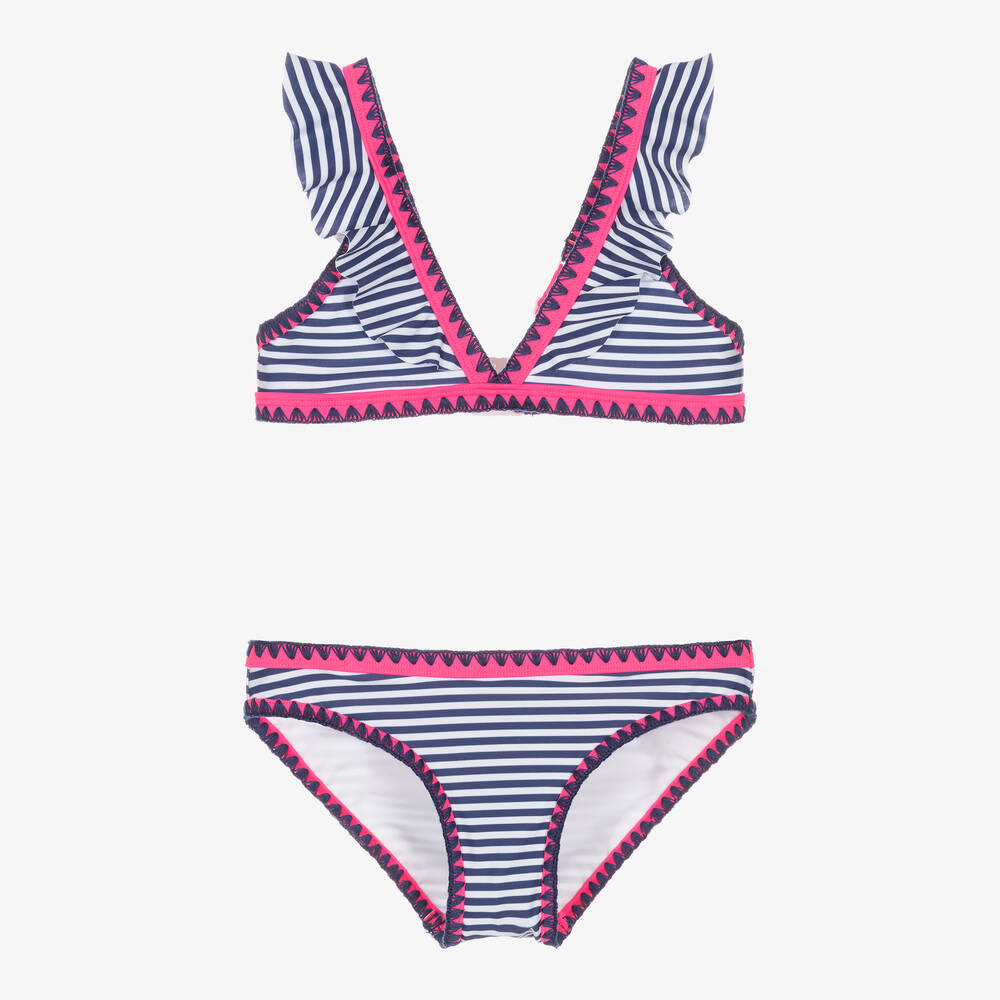 Sunuva - Bikini rose et bleu rayé fille | Childrensalon