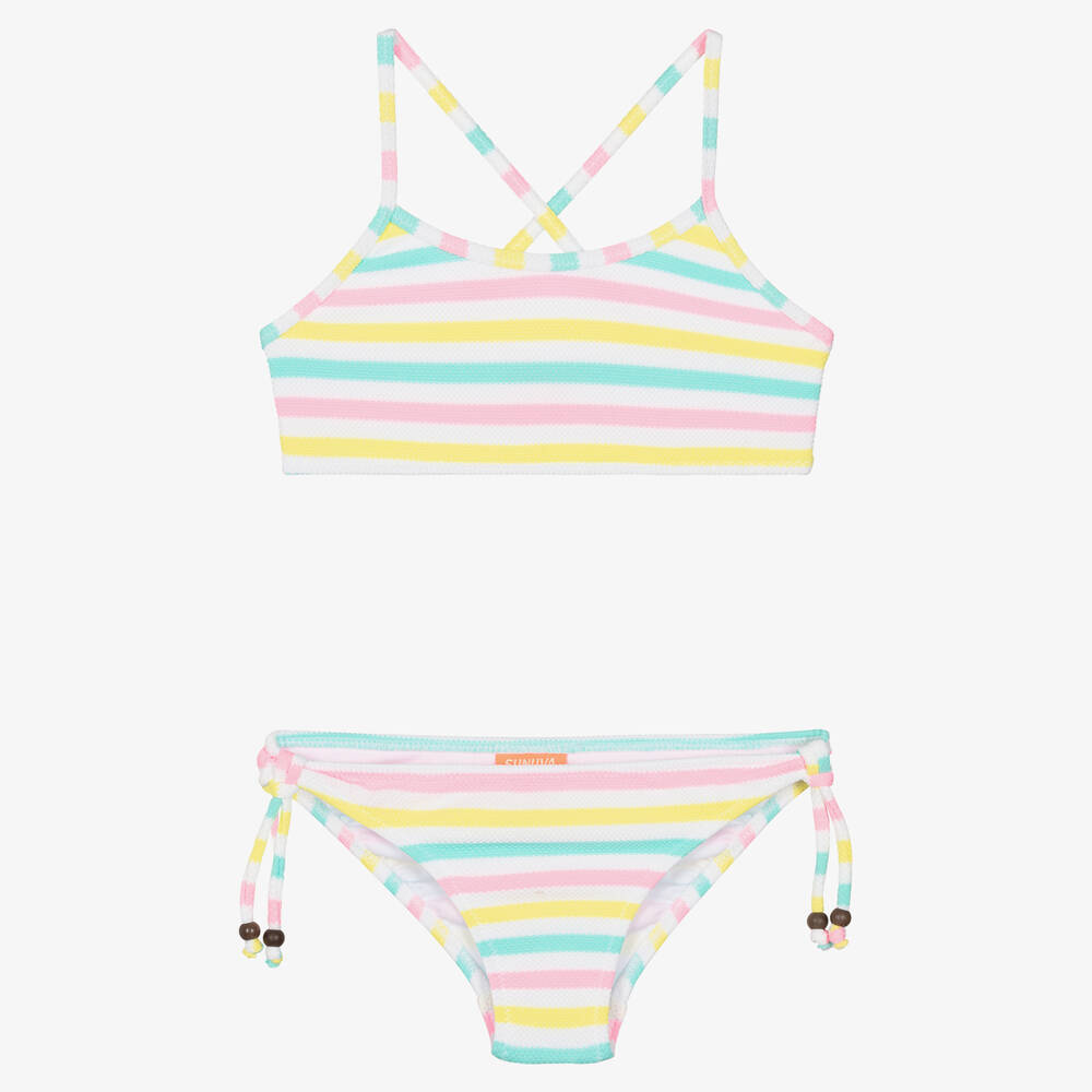 Sunuva - Girls Pink & Blue Striped Bikini (UPF50+) | Childrensalon Outlet