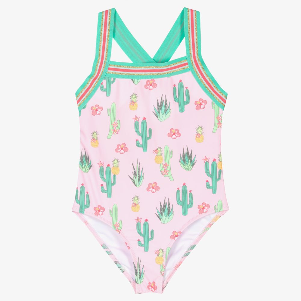 Sunuva - Girls Pink Cactus Swimsuit | Childrensalon