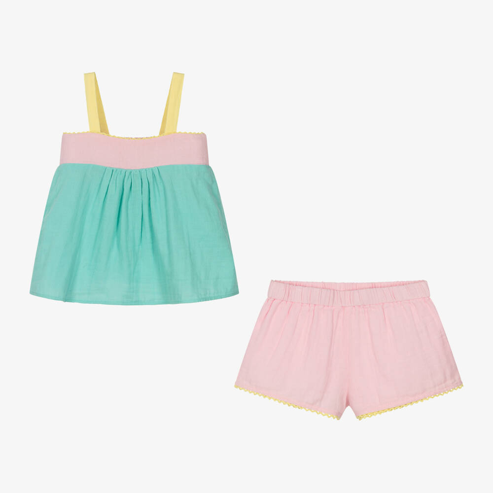 Sunuva-Girls Pink & Green Colourblock Set | Childrensalon Outlet