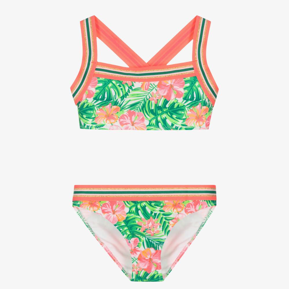 Sunuva - Girls Pink & Green Floral Bikini | Childrensalon