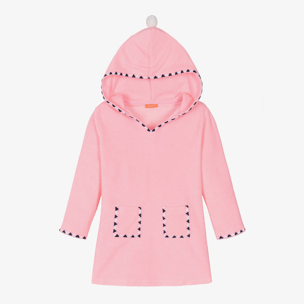 Sunuva - Robe à capuche rose en éponge fille | Childrensalon
