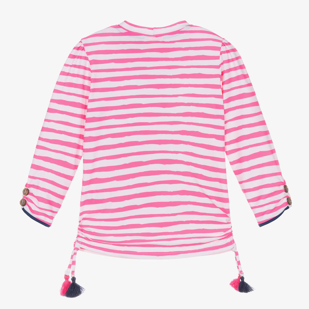 Sunuva-Girls Pink Stripe Flamingo Swim Top  | Childrensalon Outlet