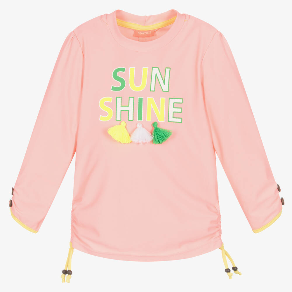 Sunuva - Girls Pink Sunshine Swim Top | Childrensalon