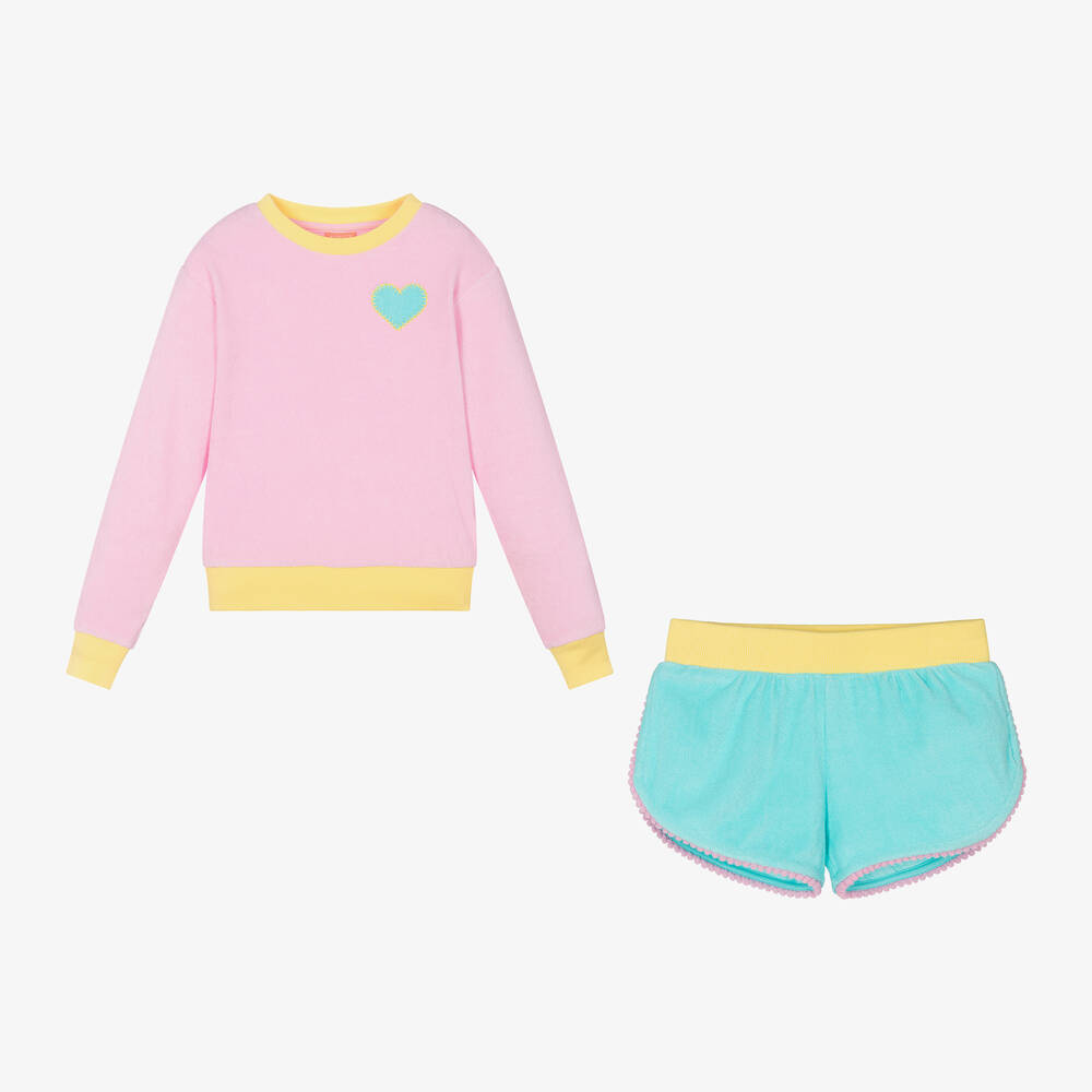 Sunuva-Girls Pink Towelling Shorts Set | Childrensalon Outlet