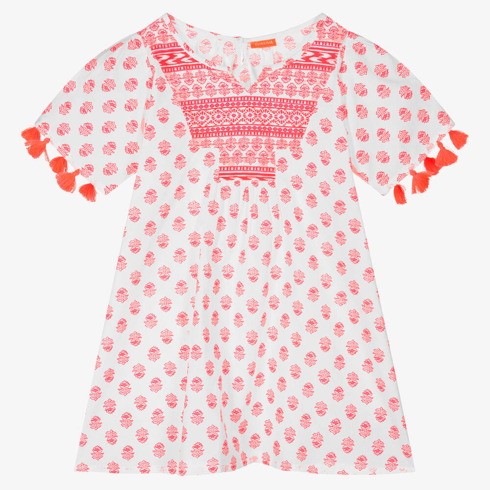 Sunuva - Бело-розовое пляжное платье из хлопка | Childrensalon
