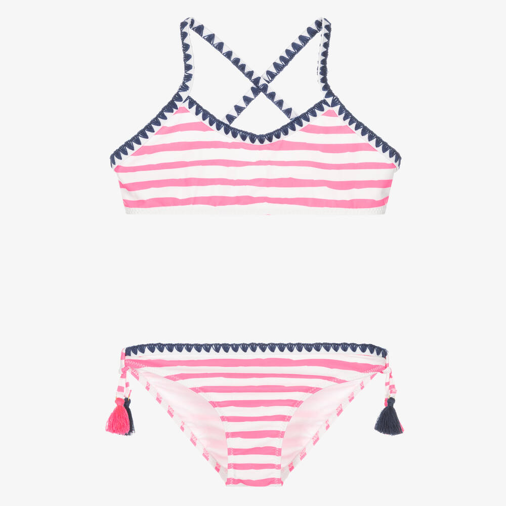 Sunuva - Girls Pink & White Striped Bikini | Childrensalon