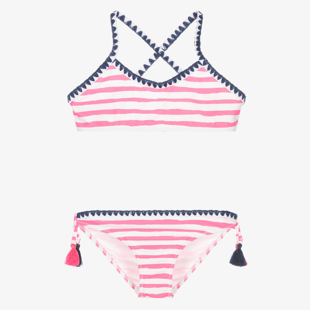 Sunuva - Bikini rose et blanc rayé fille | Childrensalon