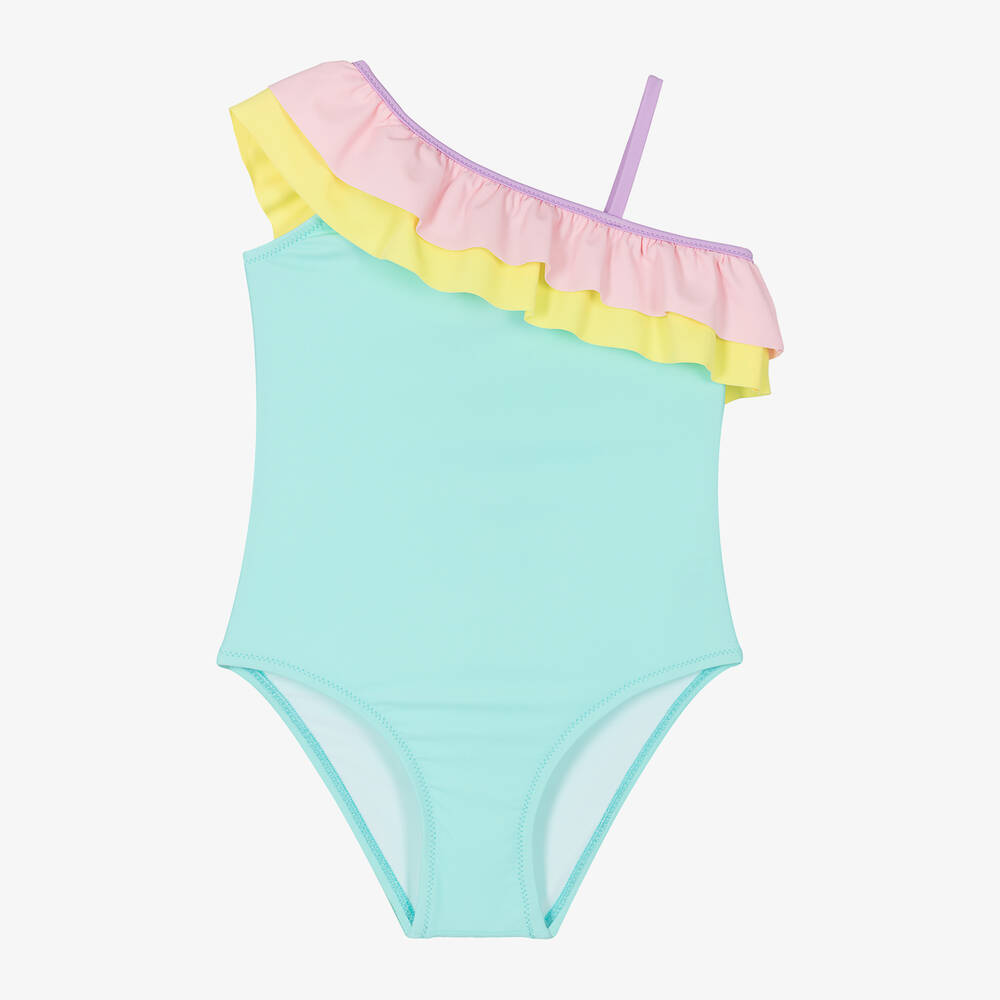 Sunuva-Girls Turquoise Blue Ruffle Swimsuit | Childrensalon Outlet