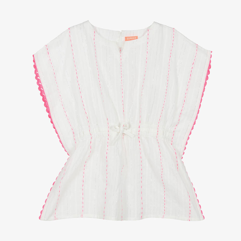 Sunuva-Girls White Cotton Beach Kaftan | Childrensalon Outlet