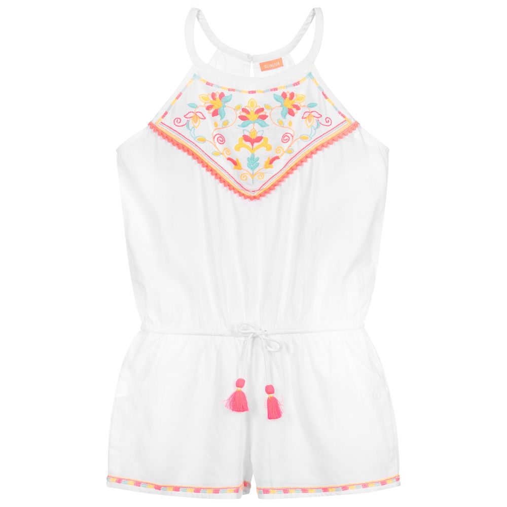White cotton playsuit top