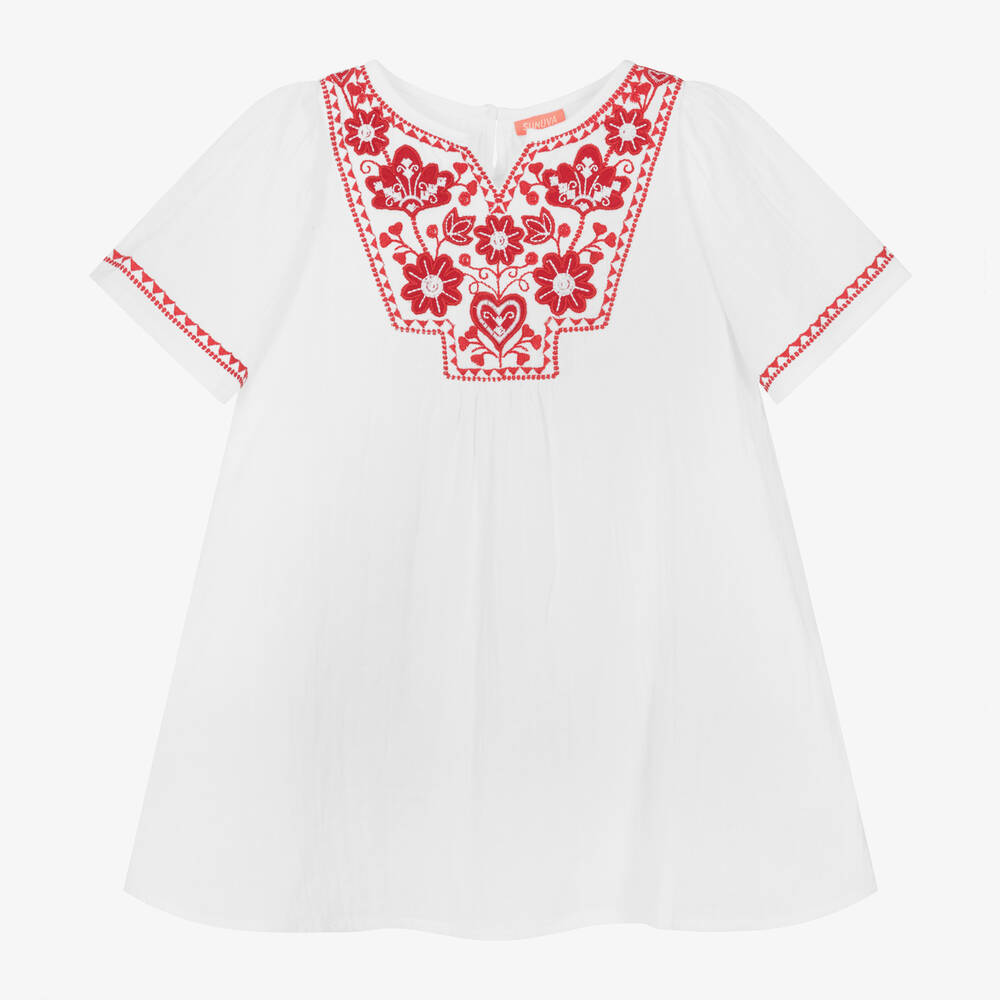 Sunuva-Girls White Embroidered Cotton Dress | Childrensalon Outlet