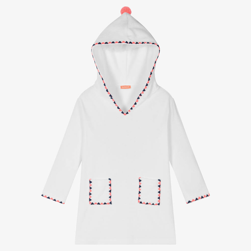 Sunuva - Girls White Hooded Towelling Dress | Childrensalon