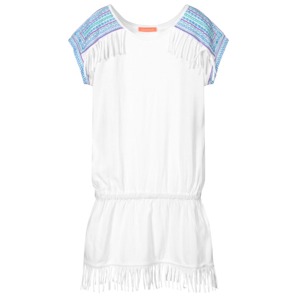 Sunuva - Girls White Jersey Beach Dress | Childrensalon