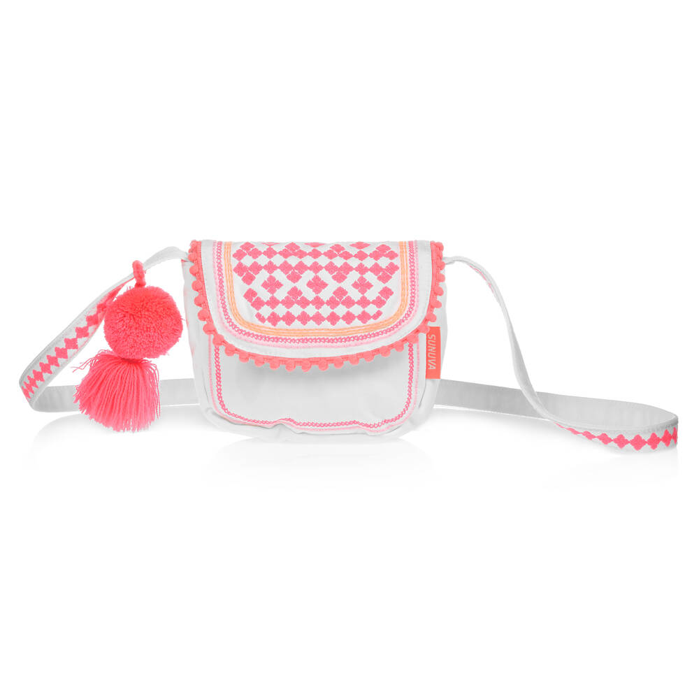 Sunuva - Girls White & Pink Bag (14cm) | Childrensalon