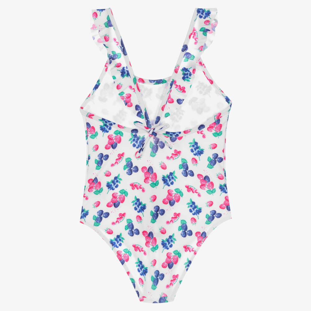 Sunuva-Girls White & Pink Berries Swimsuit | Childrensalon Outlet