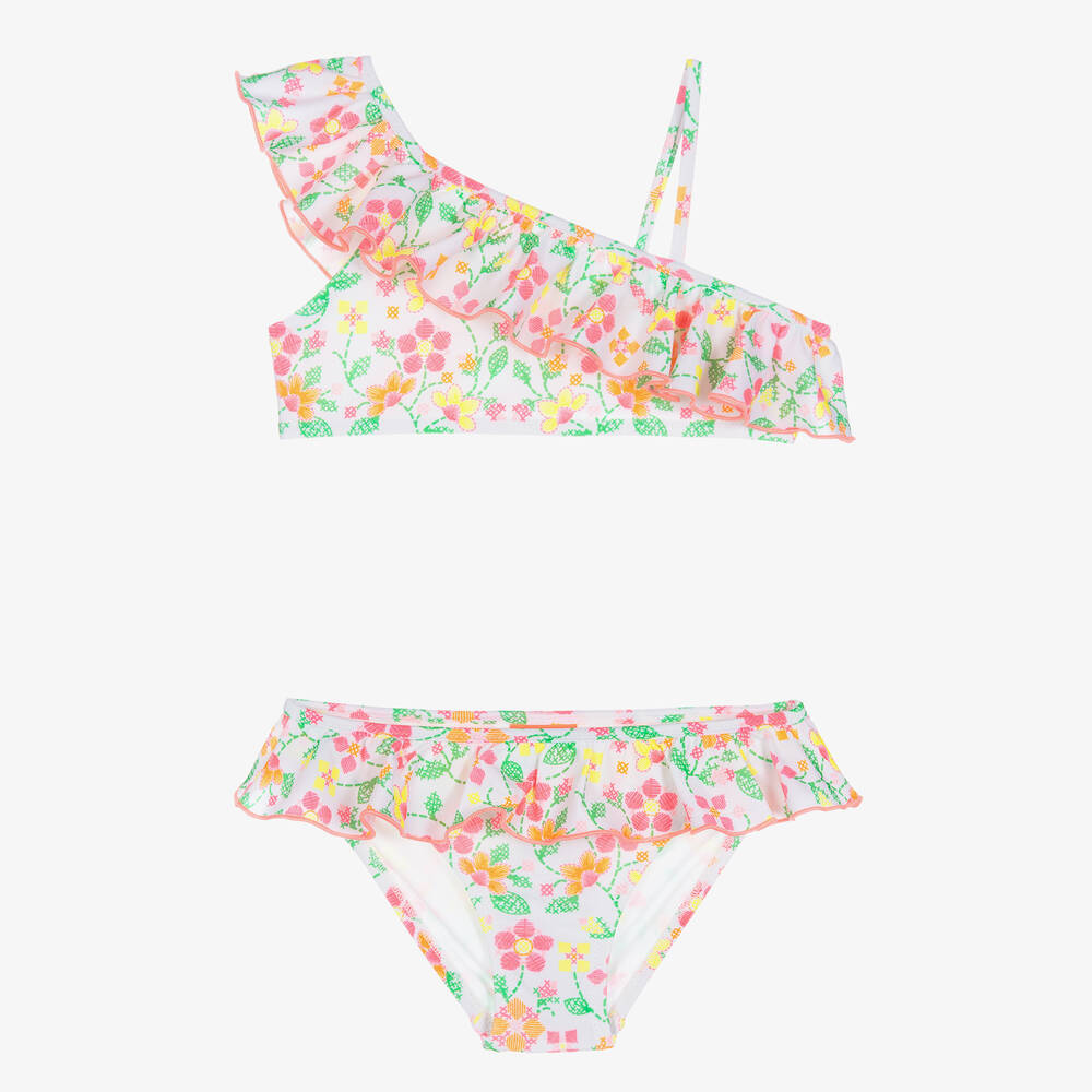 Sunuva - Girls White & Pink Floral Bikini  | Childrensalon