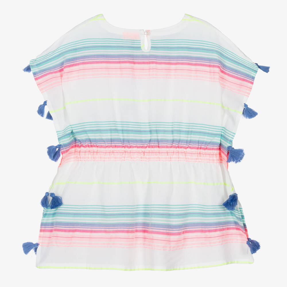 Sunuva-Girls White Striped Tassel Kaftan | Childrensalon Outlet