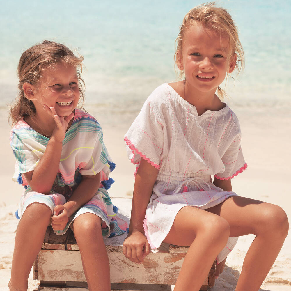 Sunuva-Girls White Striped Tassel Kaftan | Childrensalon Outlet