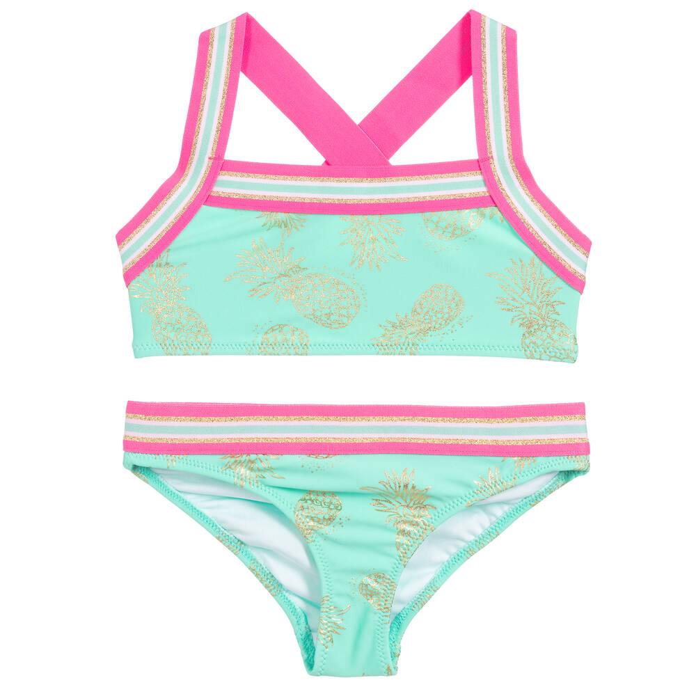 Sunuva - Green & Pink Bikini (UPF50+) | Childrensalon