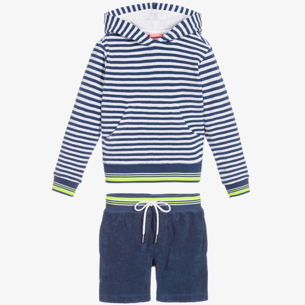 Sunuva-Navy Blue Towelling Shorts Set | Childrensalon Outlet
