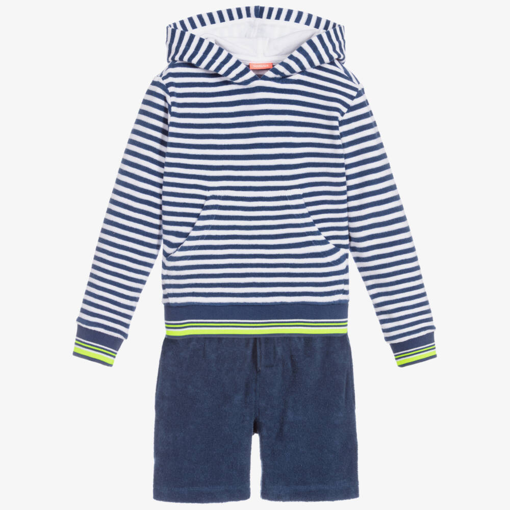 Sunuva-Navy Blue Towelling Shorts Set | Childrensalon Outlet