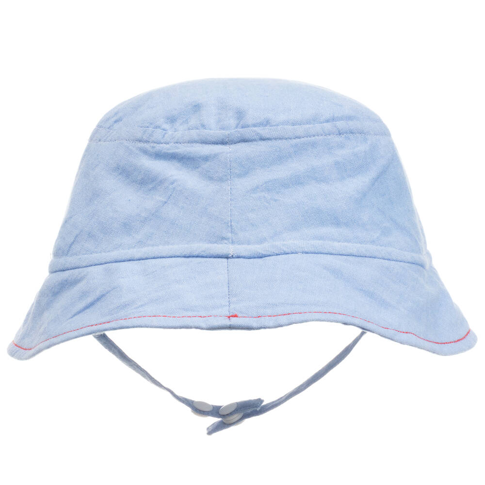 Sunuva-Pale Blue Cotton Baby Sun Hat | Childrensalon Outlet