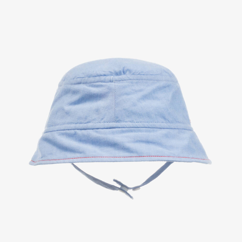Sunuva-Pale Blue Cotton Baby Sun Hat | Childrensalon Outlet