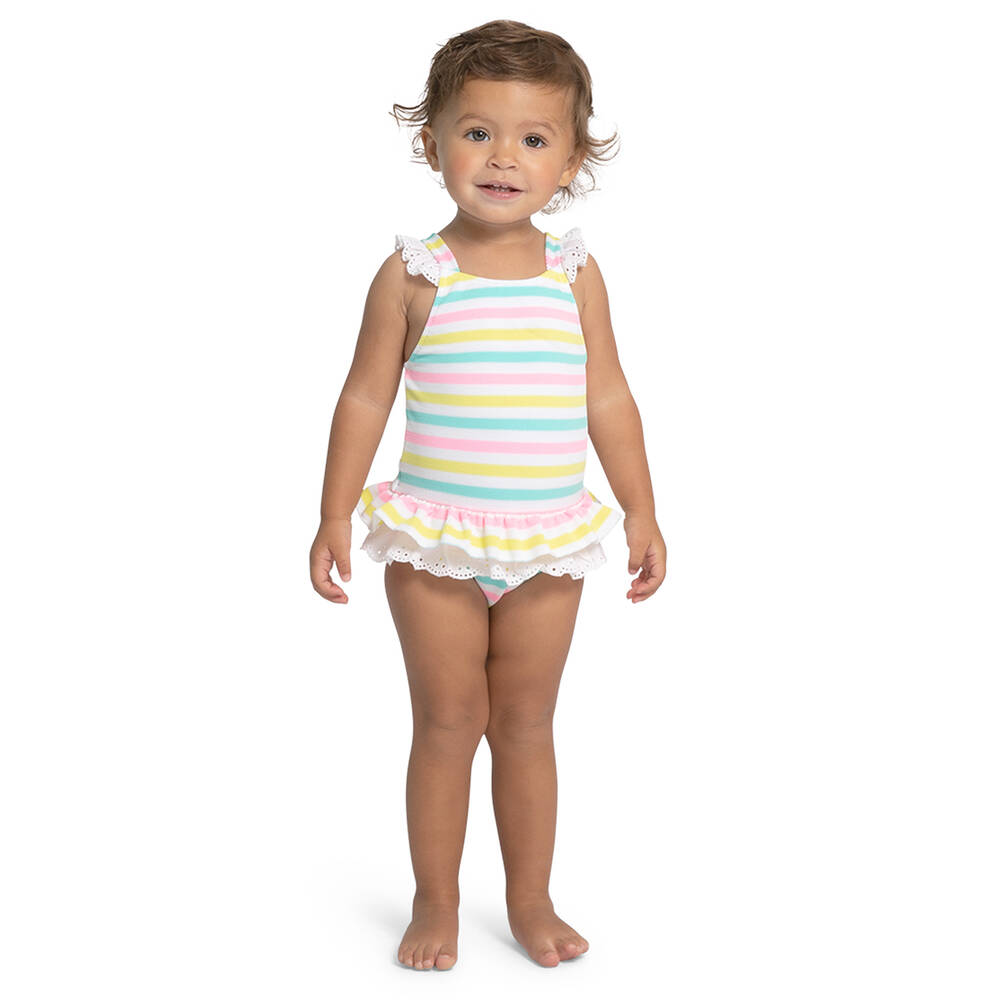 Sunuva-مايّو لون أبيض مقلم للمولودات +UPF50 | Childrensalon Outlet