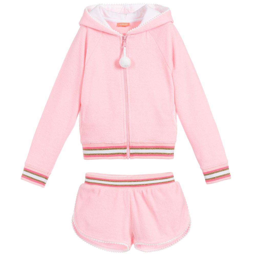 Sunuva-Pink Towelling Shorts Set  | Childrensalon Outlet