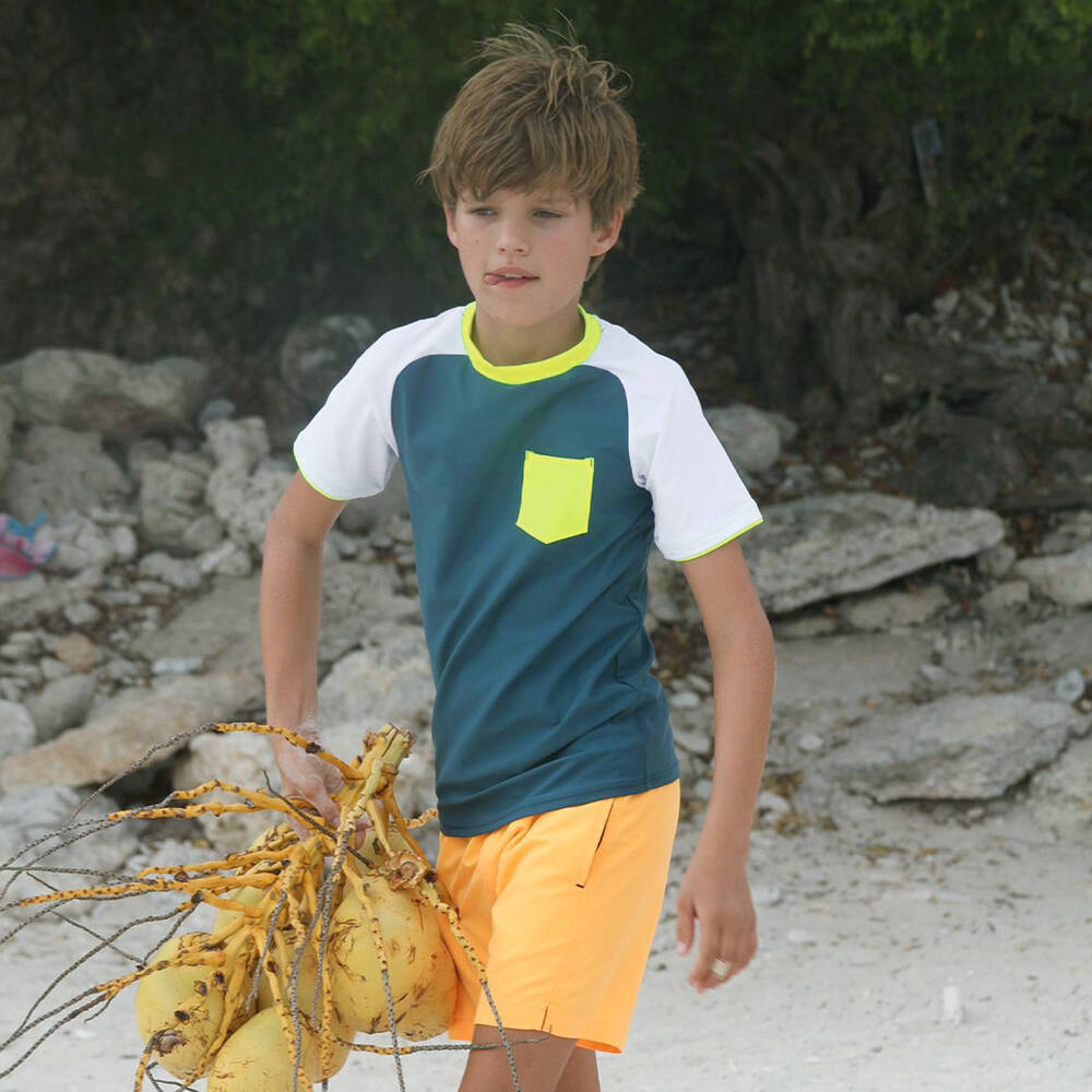 Sunuva-توب واقي من الشمس لون أخضر فيروزي وأبيض +UPF50 | Childrensalon Outlet