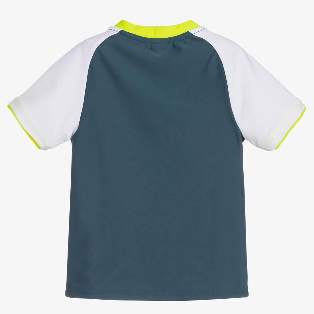 Sunuva-توب واقي من الشمس لون أخضر فيروزي وأبيض +UPF50 | Childrensalon Outlet