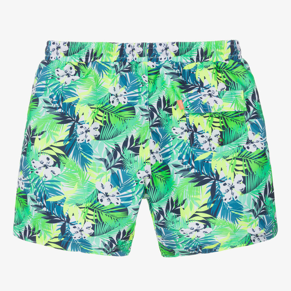 Sunuva-Teen Boys Green Jungle Leaf Swim Shorts | Childrensalon Outlet