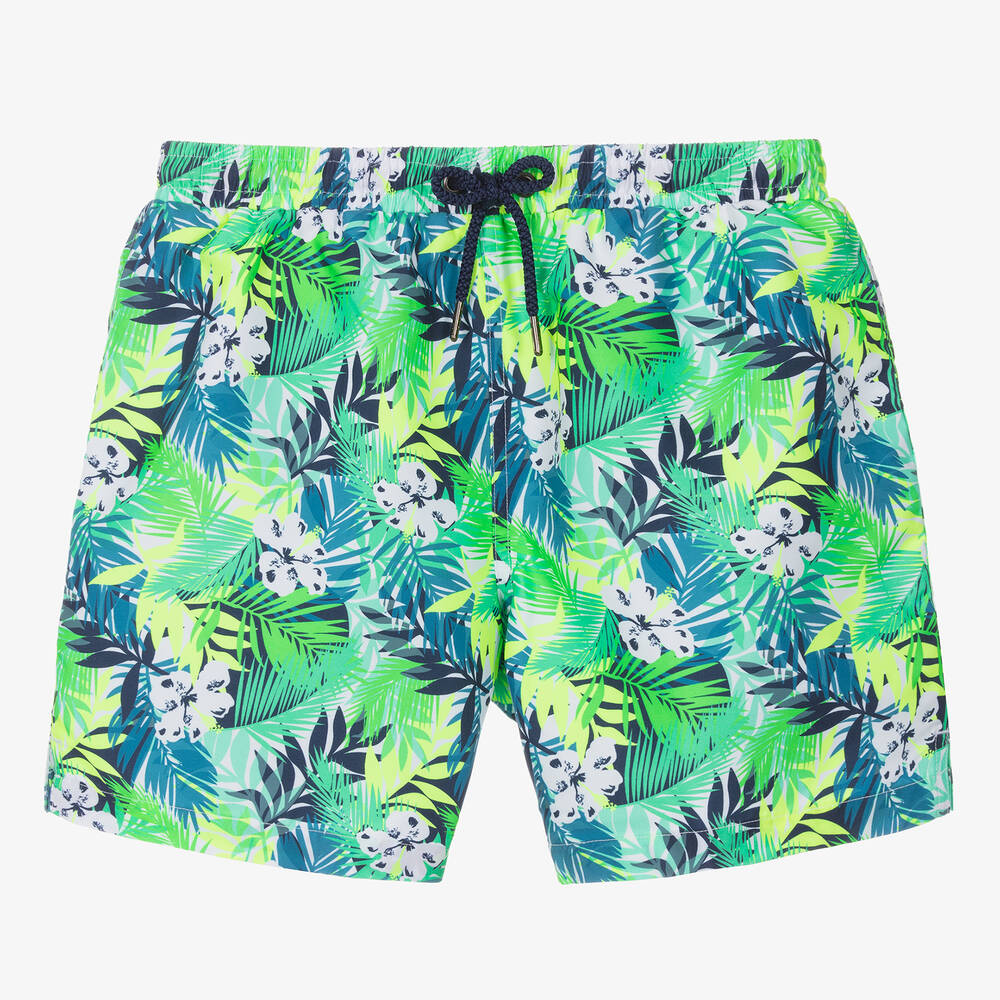 Sunuva-Teen Boys Green Jungle Leaf Swim Shorts | Childrensalon Outlet