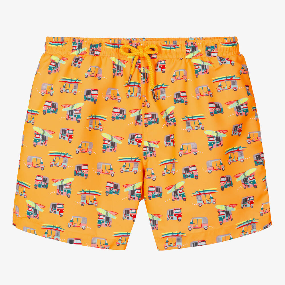 Sunuva-Teen Boys Orange Surf Board Swim Shorts | Childrensalon Outlet