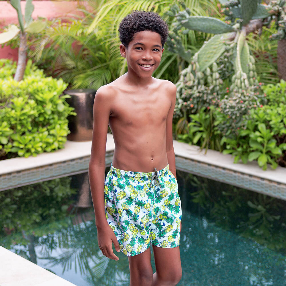 Sunuva Teen Boys White Pineapple Swim Shorts