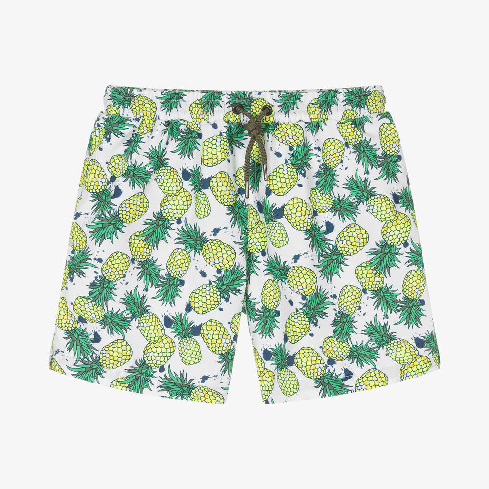 Sunuva - Teen Boys White Pineapple Swim Shorts | Childrensalon
