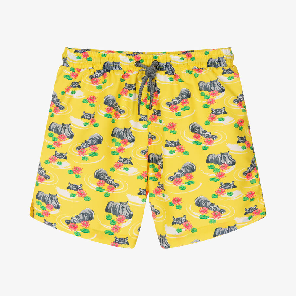 Sunuva - Short de bain jaune hippopotames | Childrensalon