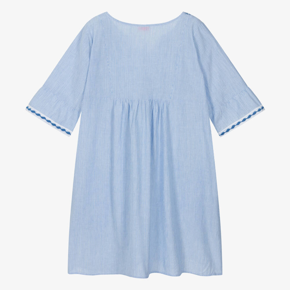 Sunuva-Teen Girls Blue Cotton Pinstripe Dress | Childrensalon Outlet