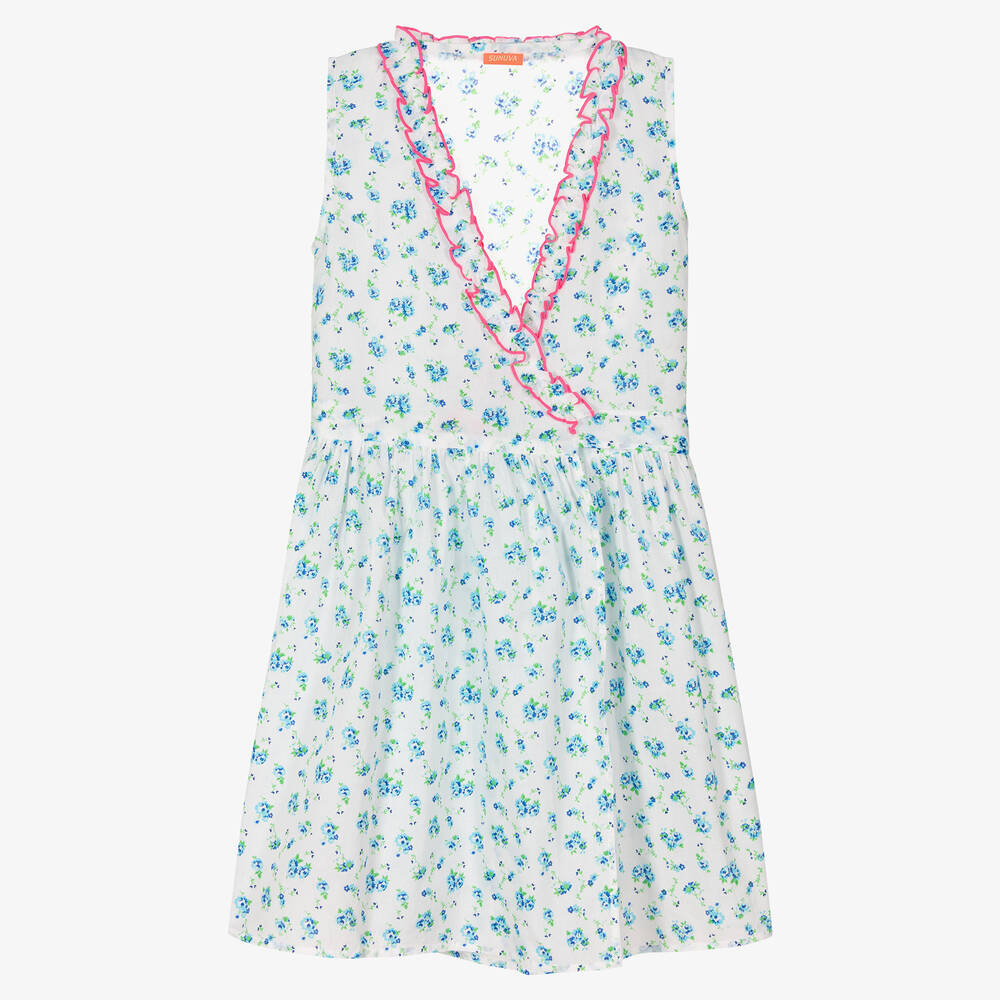 Sunuva - Teen Girls Blue Floral Cotton Dress | Childrensalon