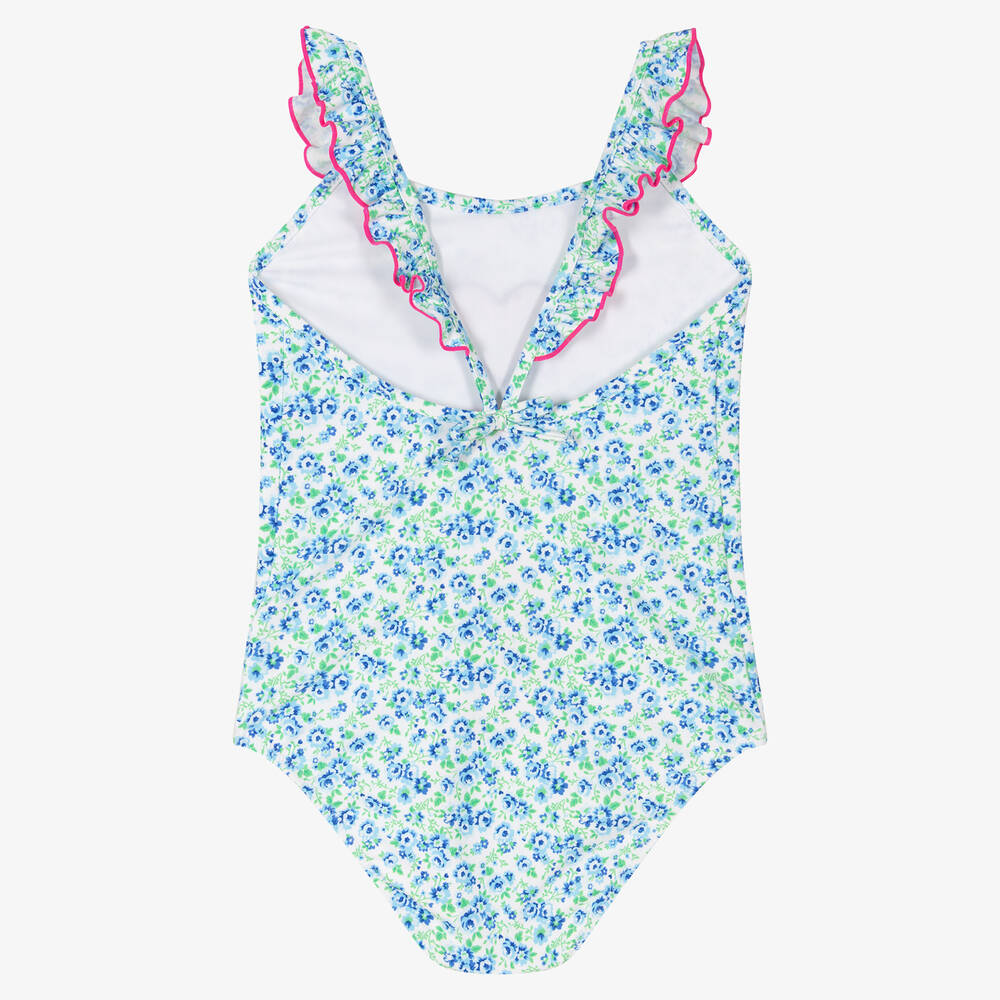 Sunuva-Teen Girls Blue Floral Heart Swimsuit | Childrensalon Outlet