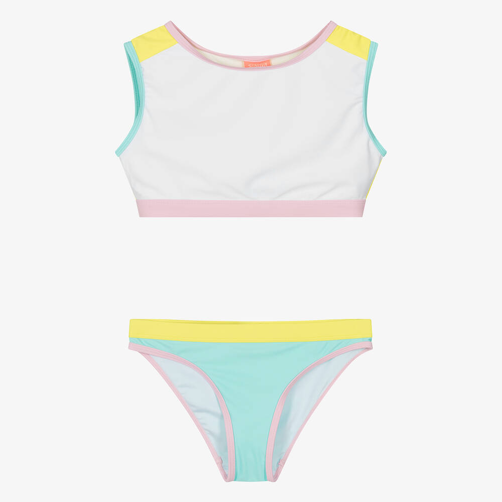 Sunuva-Teen Girls Pastel Blue Colourblock Bikini | Childrensalon Outlet