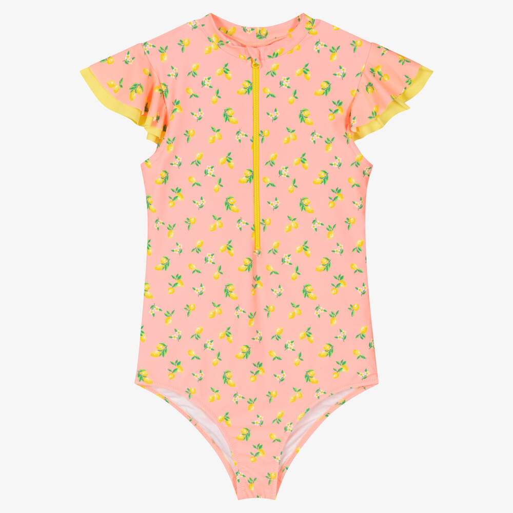 Sunuva - Teen Girls Pink & Yellow Lemon Swimsuit | Childrensalon