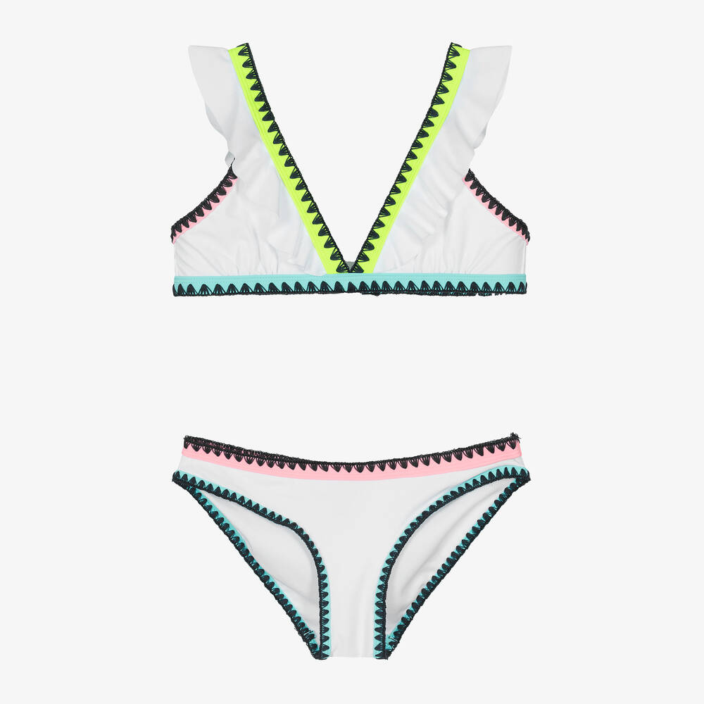 Sunuva-Teen Girls White Blanket Stitch Bikini | Childrensalon Outlet