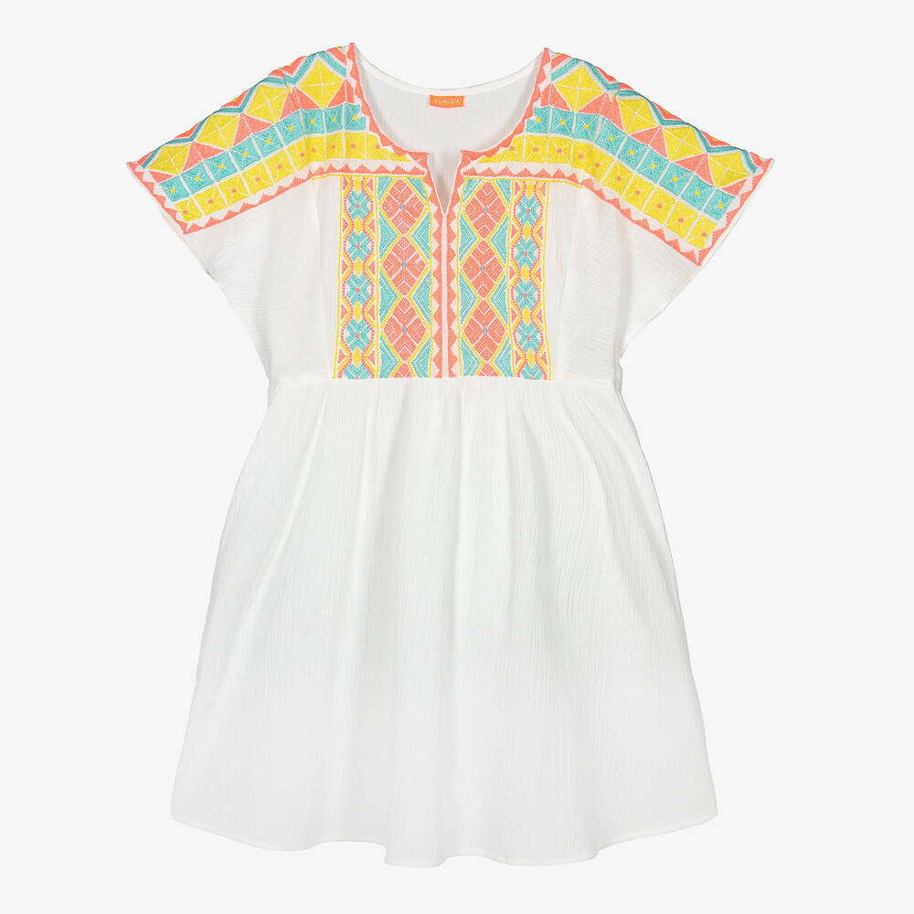 Sunuva Teen Girls White Embroidered Beach Dress Childrensalon Outlet