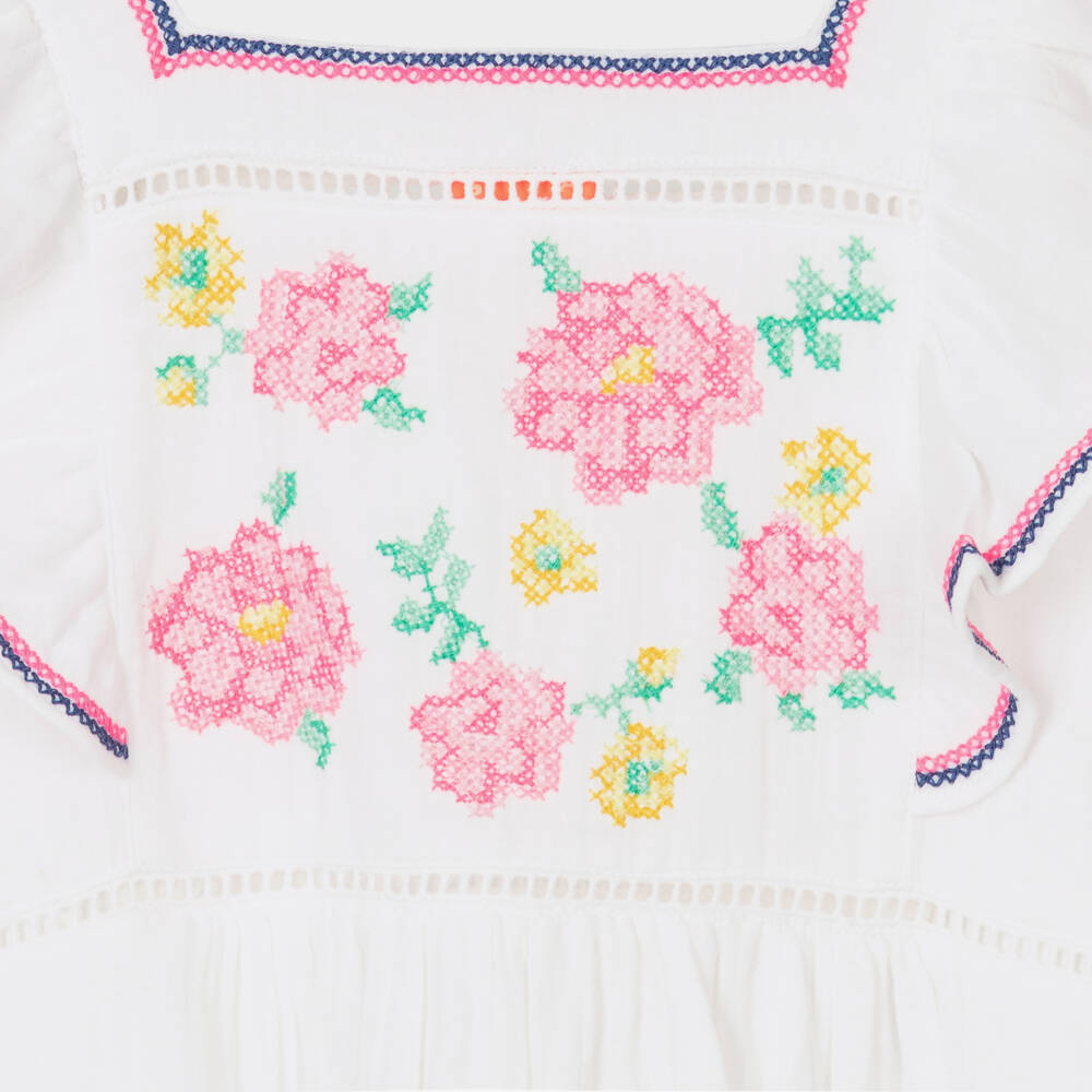 Sunuva-Teen Girls White Floral Embroidered Dress | Childrensalon Outlet